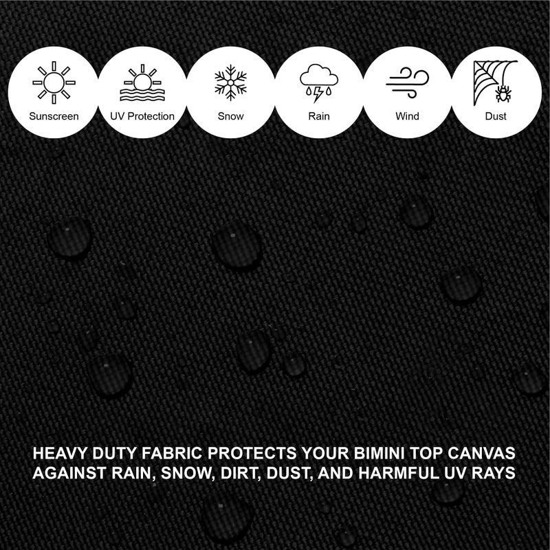 Savvycraft 4 Bow Bimini Top Replacement Cover, Durable Marine Grade Canvas Boat Canopy, Easy Install Zipper Sleeves, 4 Bow 96" L 85"-90" W Black Color - Image 5